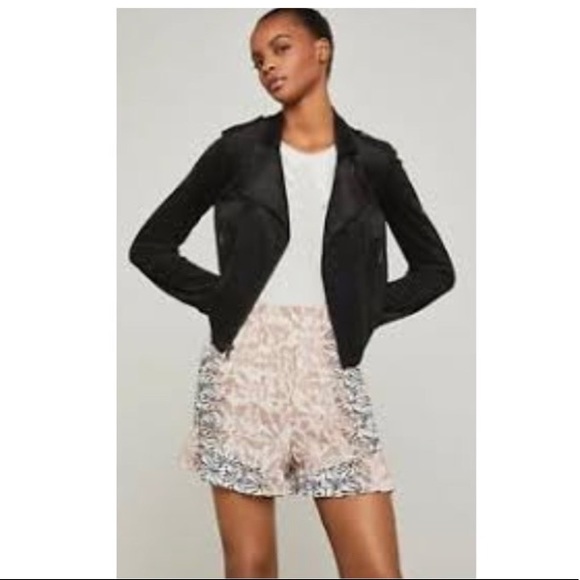 ❤️ Bcbgmaxazria Womens Christian Black Faux Suede Moto Jacket Size S - Picture 4 of 7